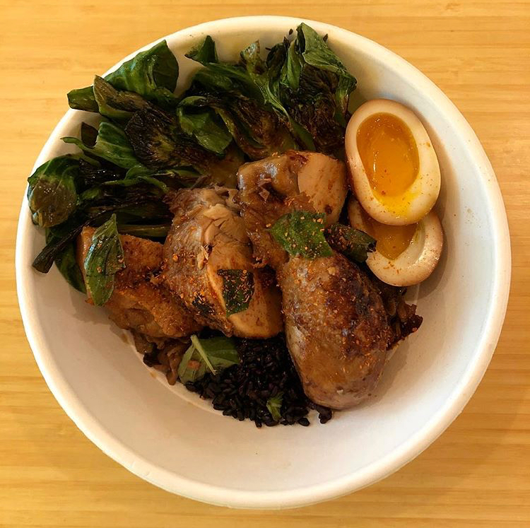 Classic Taiwanese dish whose name comes from its 3 primary ingredients: soy sauce, rice vinegar, and sesame oil - finished with Thai basil *served w Forbidden Rice*